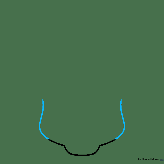 The outline of a head shape resembling a vase, showing the jaw and cheek contours.