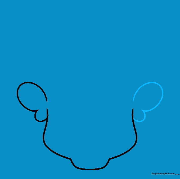 Adding matching ear shapes to the right side of the head.