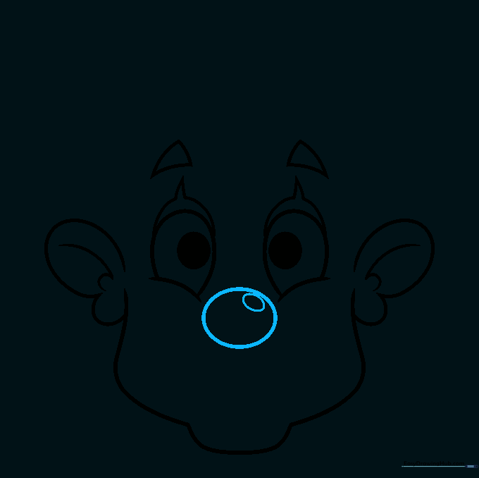 Adding a simple oval-shaped nose to the center of the face.