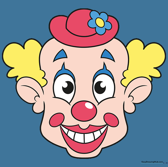 The finished, colored cartoon funny face drawing.