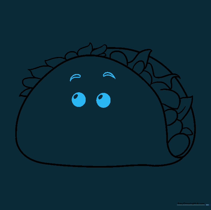 Adding expressive eyes and eyebrows to the taco shell.