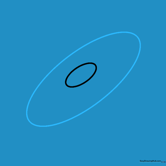 A larger oval drawn around the initial small oval to establish the galaxy's outer edge.