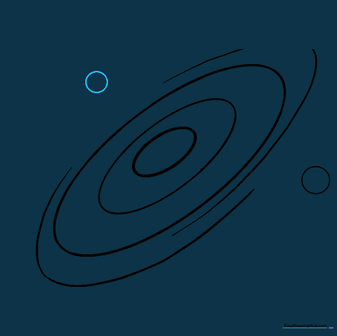 A second small circle added to the opposite side of the galaxy to balance the composition.