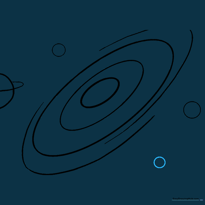 An additional small circle added to the foreground to complete the planetary arrangement.