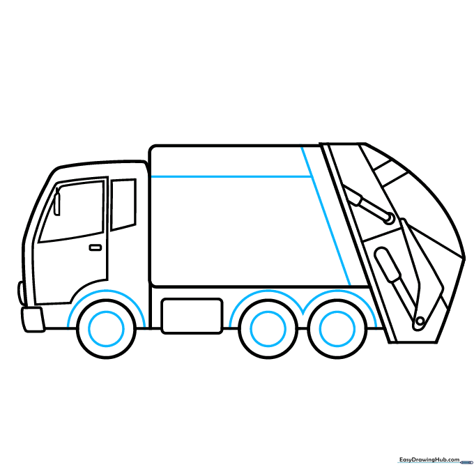 Adding panel lines to the container and rim details to the wheels.