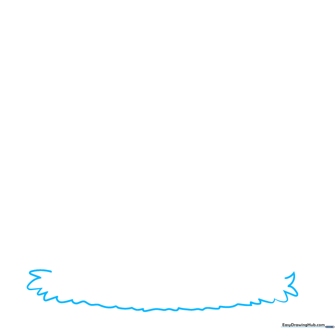 A pencil sketch showing a wavy, grassy ground line made of connected U-shapes.