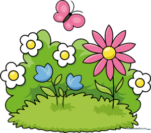 A vibrant, completed garden drawing featuring various flowers and a butterfly, perfect for kids.