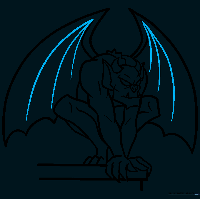 Detailed gargoyle wings with vertical structural lines added.