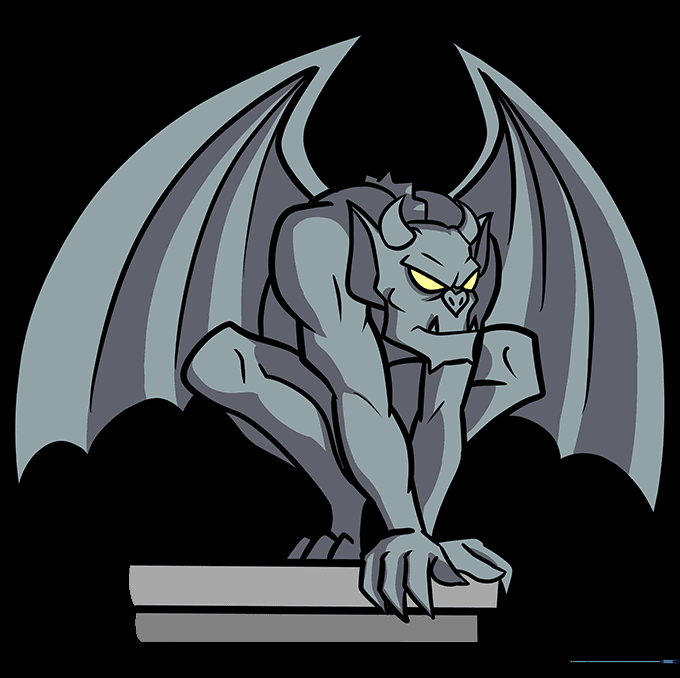 Finished gargoyle drawing ready for coloring.