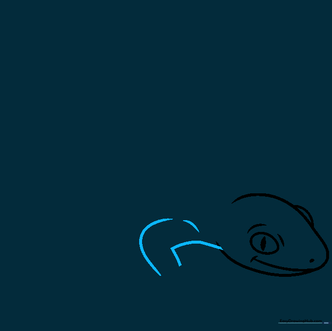 Outline of the gecko's front leg showing a bent knee structure.