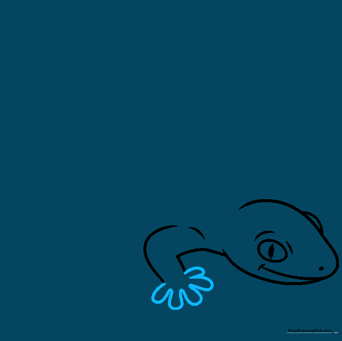 Detailed view of gecko toes drawn with connected U-shaped lines.