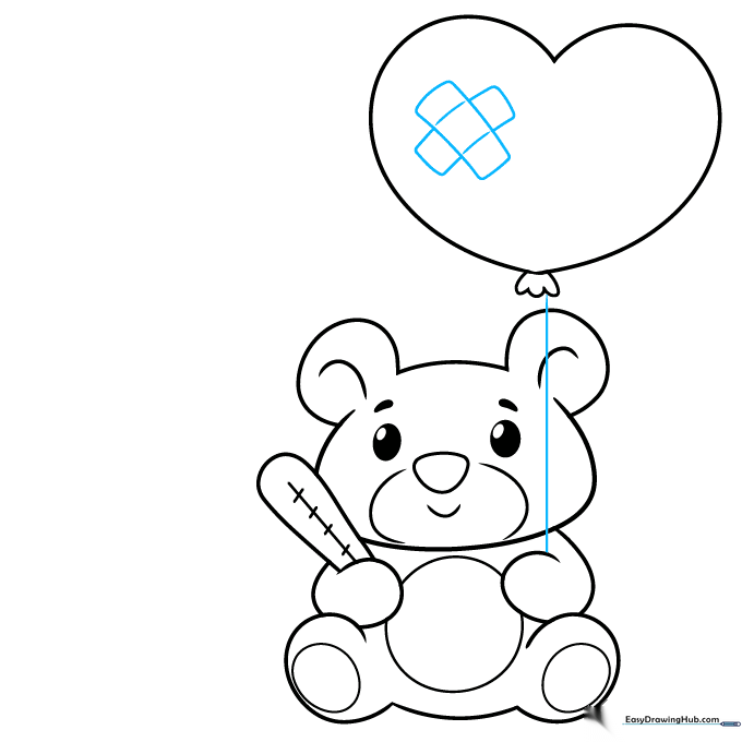 Adding a string to the balloon and bandage details to the card design.