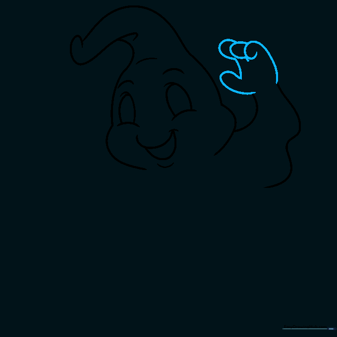 Detailed sketch of a cartoon hand with overlapping finger shapes.