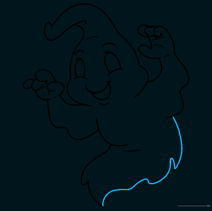 Completing the ghost's body with a swirling, pointed tail.