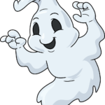 A friendly, finished cartoon ghost illustration.