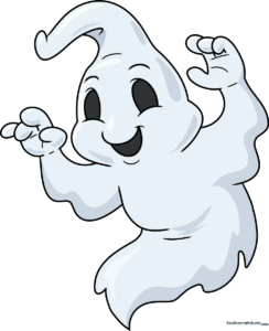 A friendly, finished cartoon ghost illustration.