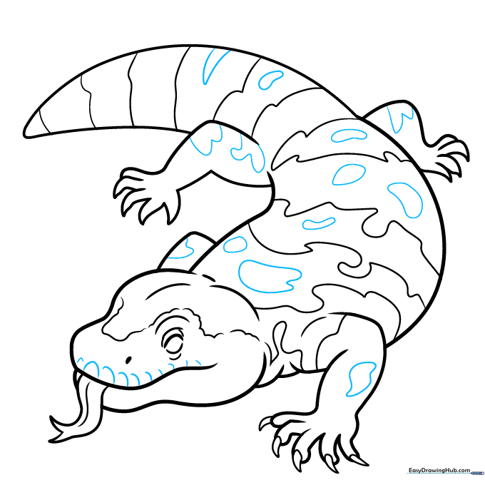 Gila monster drawing with added rounded scale patterns.