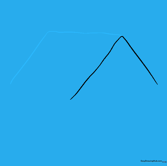 Drawing the roof structure with a wavy line for the top edge.