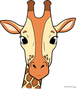 A friendly, colorful cartoon giraffe head illustration, perfect for kids' art projects.