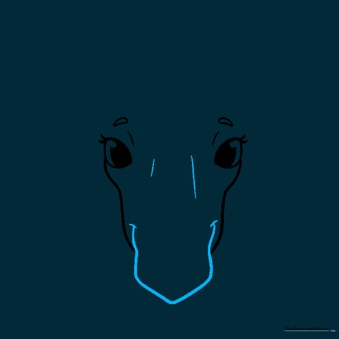 Drawing the rounded snout area overlapping the lower cheek lines.