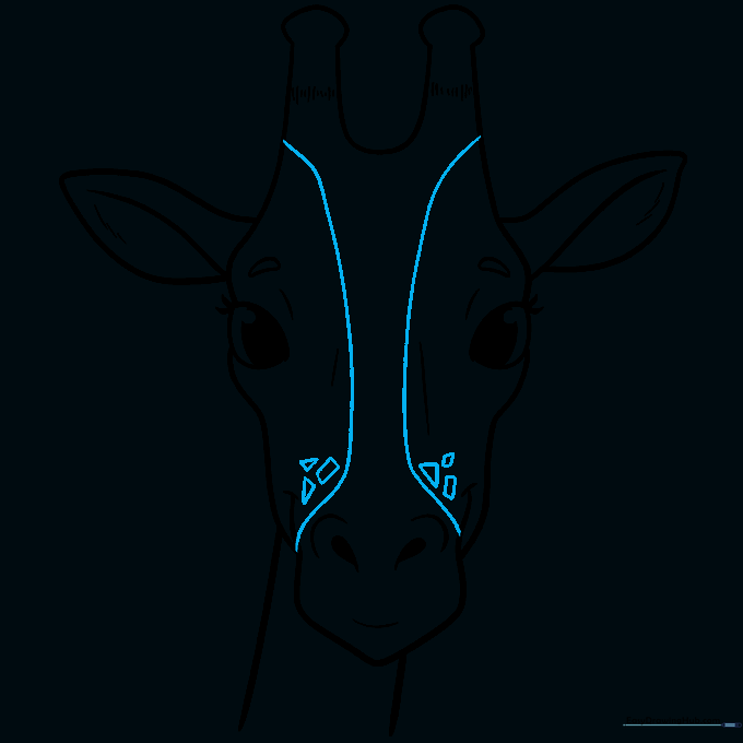 Adding geometric spot patterns to the giraffe's face and snout.