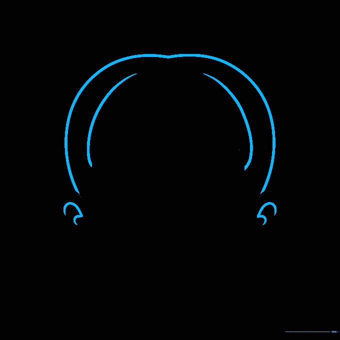 Adding the top of the head and inner ear details.