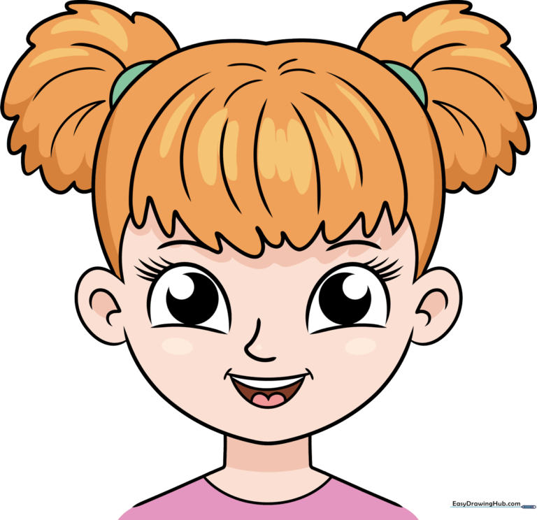 A colorful, finished cartoon girl face illustration.