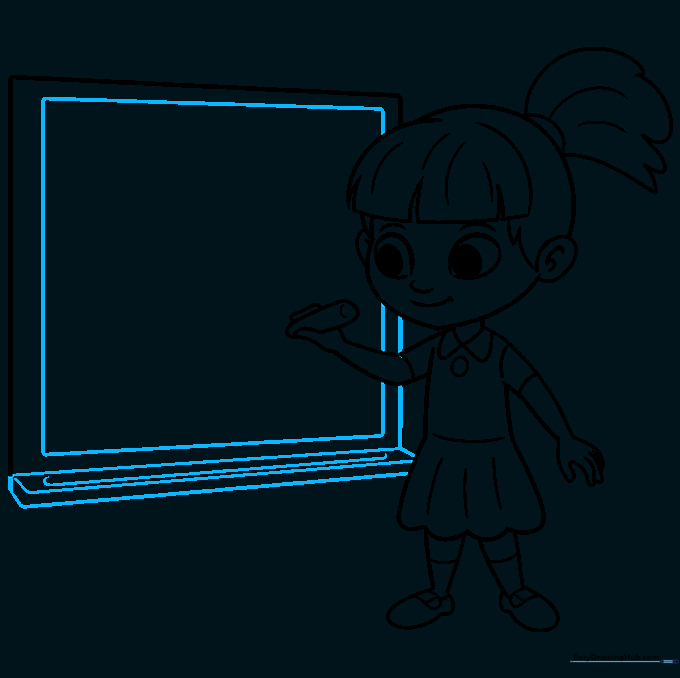 Refining the chalkboard with a tray and inner frame to add 3D perspective.
