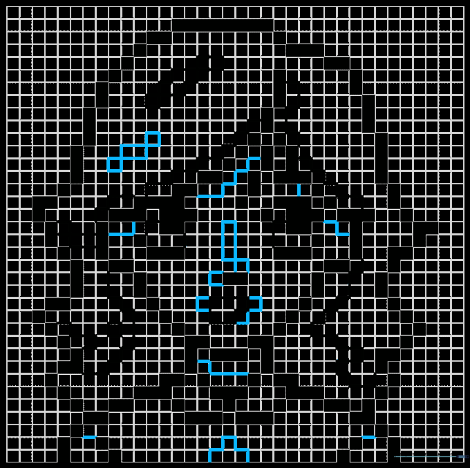 Pixel art grid showing the final outline with all details ready for coloring.