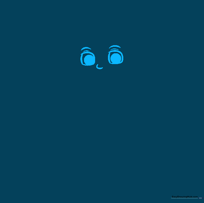Close-up sketch of anime-style eyes and eyebrows for a Girl Scout character drawing.
