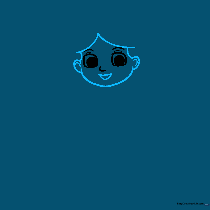 Outline of the Girl Scout's face shape, ears, and a smiling mouth.