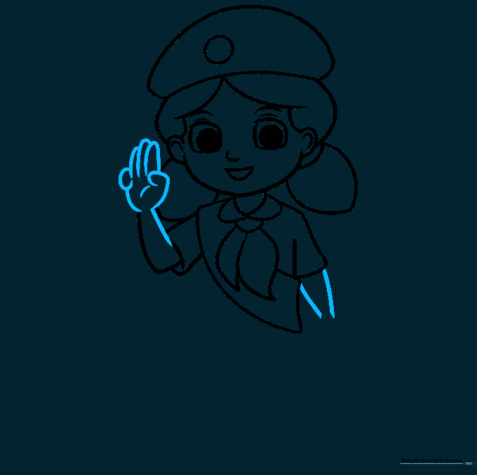 Detailed drawing of the Girl Scout hand performing the three-finger salute.