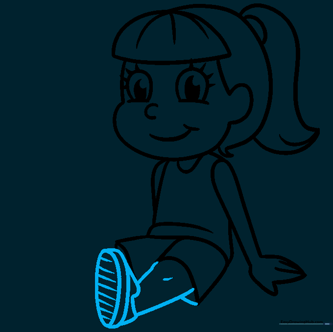 Drawing a leg and a sneaker with detailed sole tread.