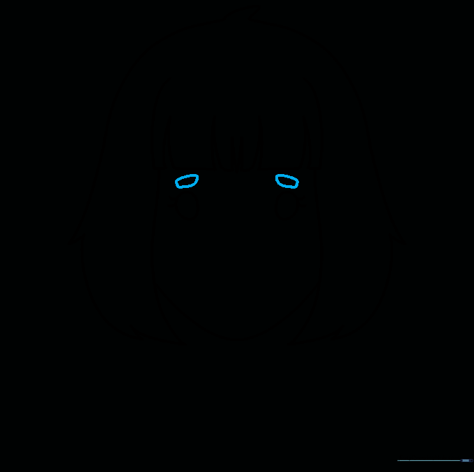Adding simple curved eyebrows above the eyes.
