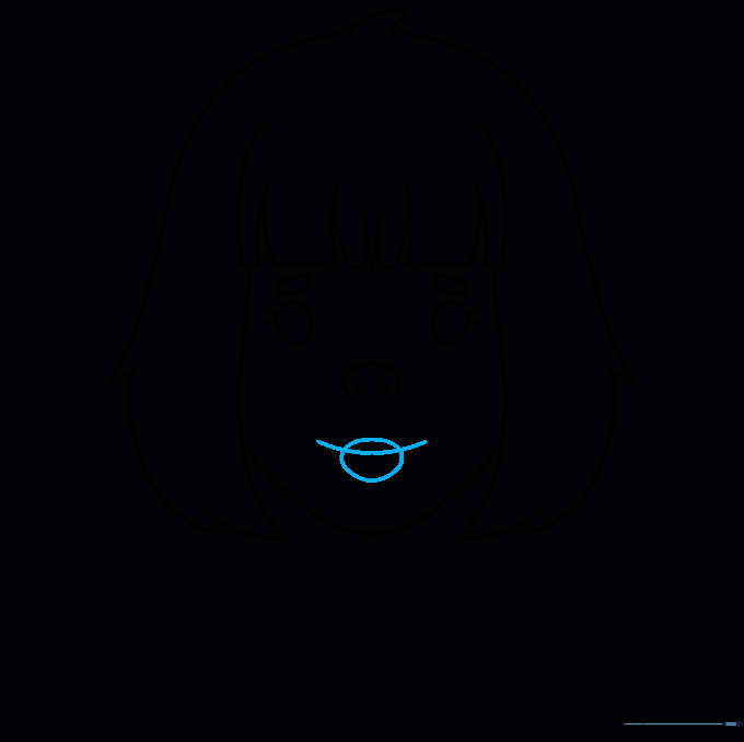Adding a cheerful smile to the character's face.