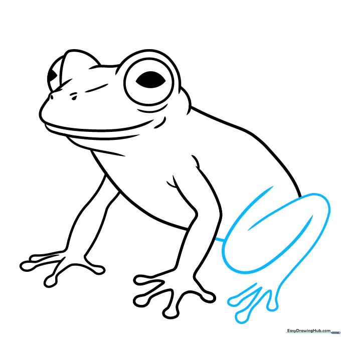 Adding the powerful rear leg of the frog in a crouching position.