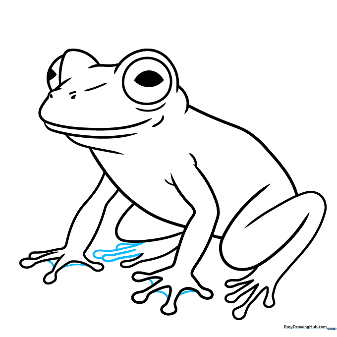Adding webbing between the frog's toes to complete the foot structure.