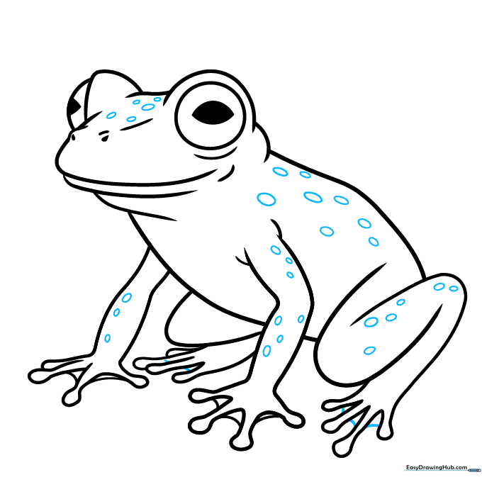 Adding small oval textures to the frog's skin for a realistic look.
