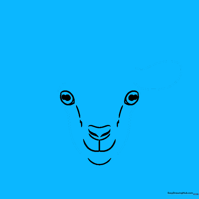 Outlining the goat head shape and the first long ear.