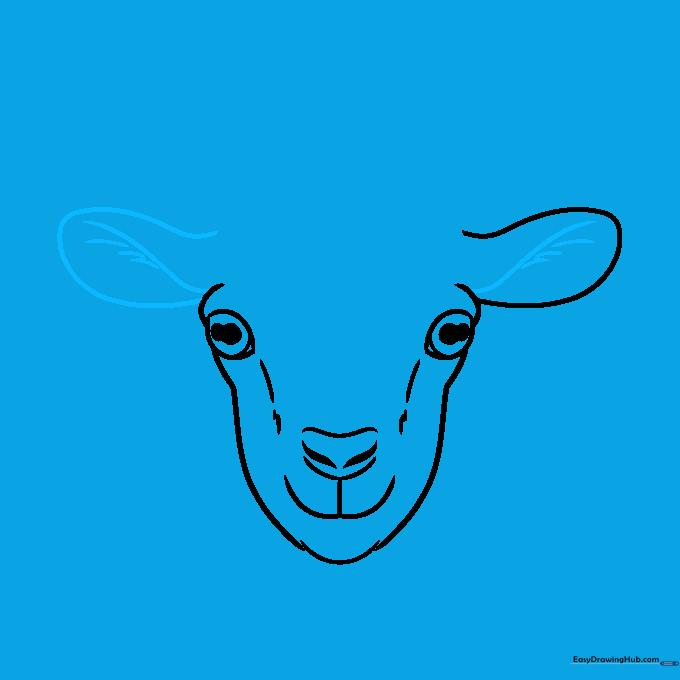 Drawing the second ear to complete the goat head silhouette.