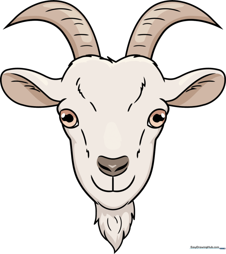 A friendly cartoon goat face illustration, perfect for kids to learn drawing.