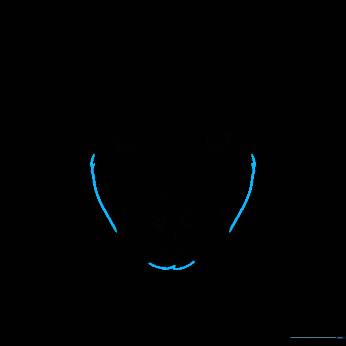 Adding jagged, overlapping lines around the chin and cheeks to simulate fur.