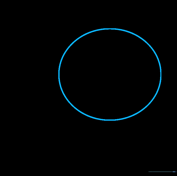 A light pencil sketch of a single circle representing the goldfish body shape.