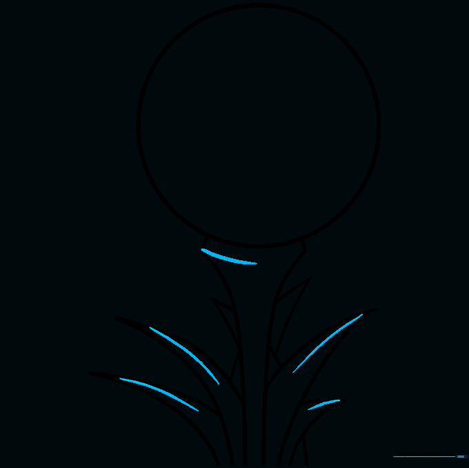 Detailed grass blades with center veins and a curved top on the tee.