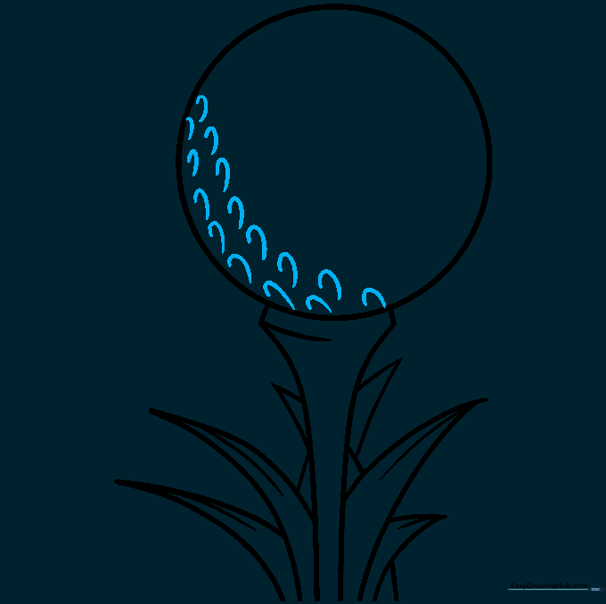 Small C-shaped curves added to the surface of the ball to show texture.