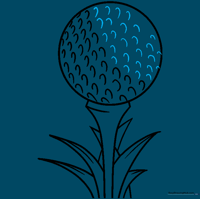 The golf ball is now fully covered in dimples.