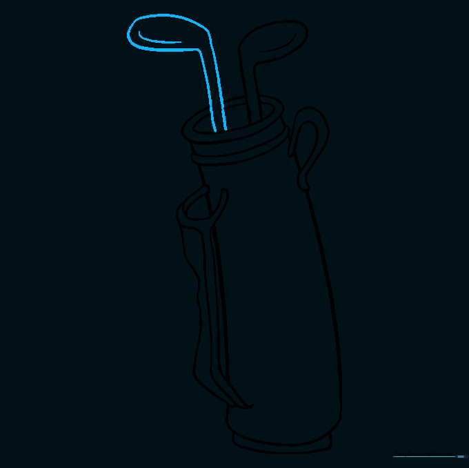 A second golf club added next to the first one inside the bag.