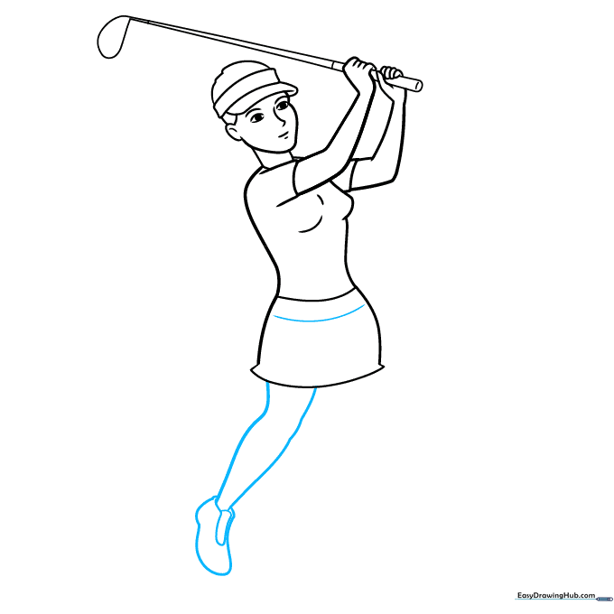Adding the left leg and golf shoe details.