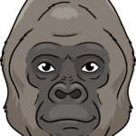 A vibrant, finished illustration of a gorilla face, showcasing the final result of the tutorial.