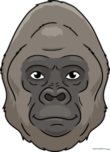A vibrant, finished illustration of a gorilla face, showcasing the final result of the tutorial.